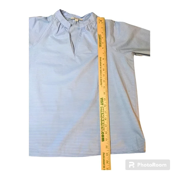 Madewell Blue/White Striped Popover Blouse Tie Sleeve Women's S EXCELLENT COND! - Picture 9 of 9